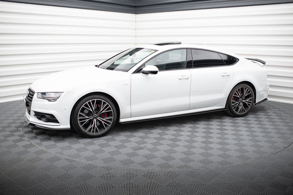 Maxton Design Street+ Seitenschweller Leisten passend für Audi S7 / A7 S-Line C7 FL schwarz Hochglanz