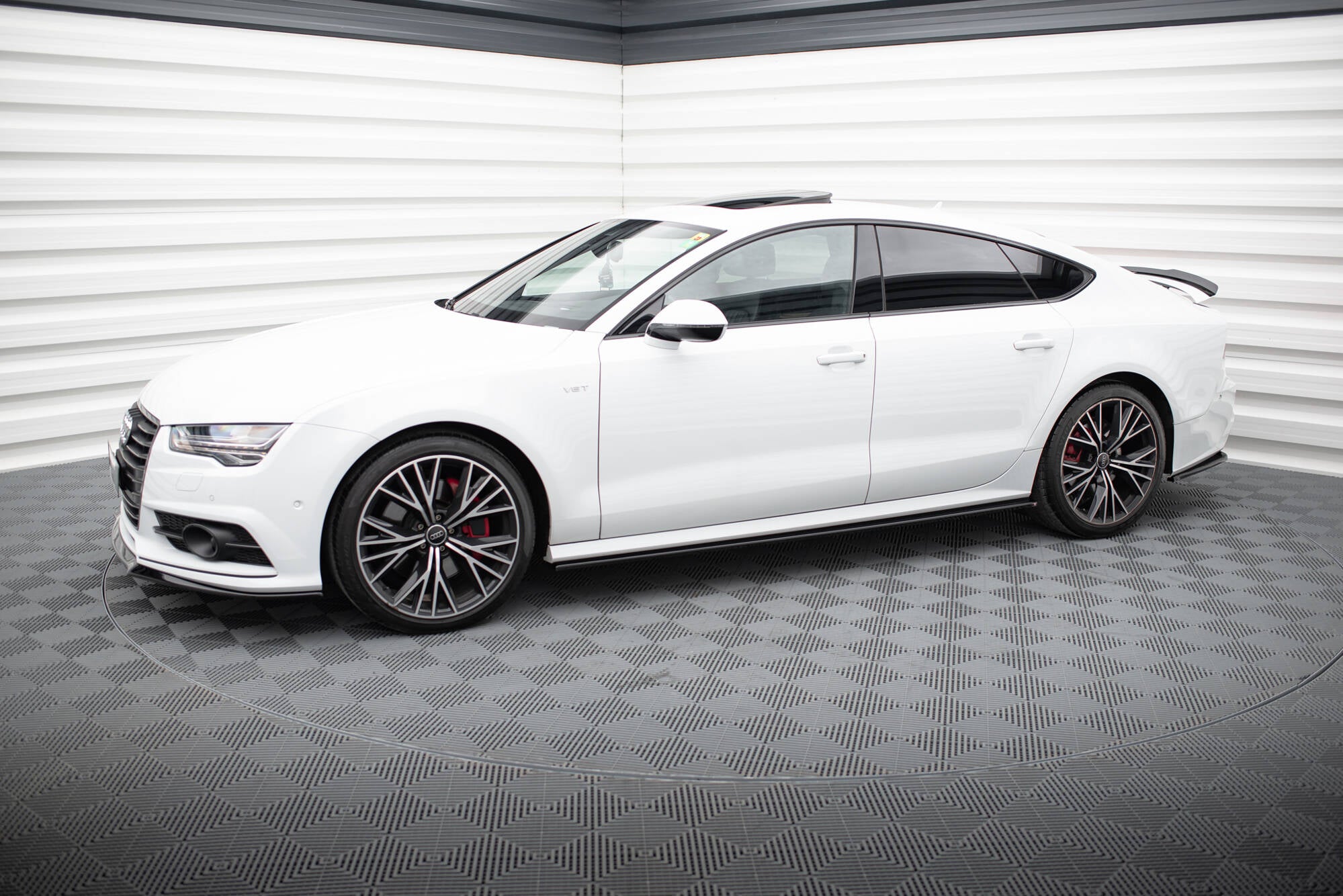 Maxton Design Street+ Seitenschweller Leisten passend für Audi S7 / A7 S-Line C7 FL schwarz Hochglanz