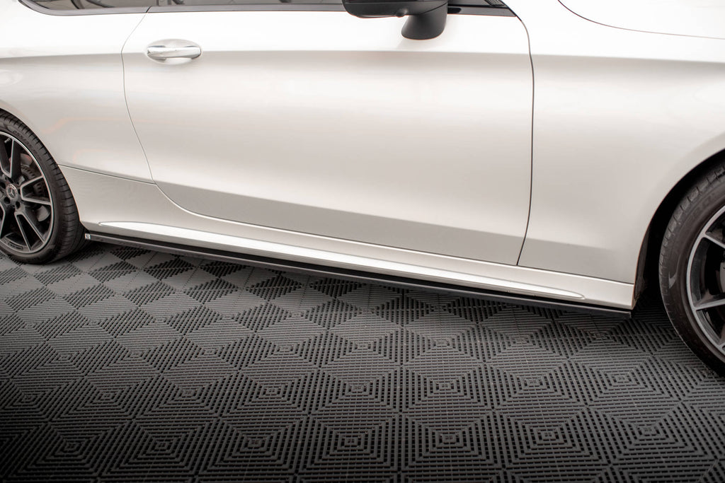 Maxton Design Street+ Seitenschweller Leisten passend für Mercedes-Benz C Coupe AMG-Line C205 Facelift schwarz Hochglanz