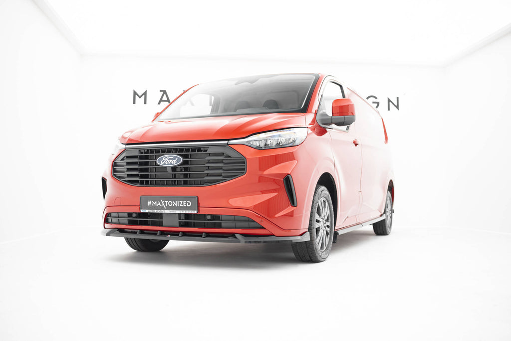 Maxton Design Street+ Spoilerlippe Front Ansatz passend für V.1 Ford Transit Custom / Tourneo Custom Mk2 schwarz Hochglanz