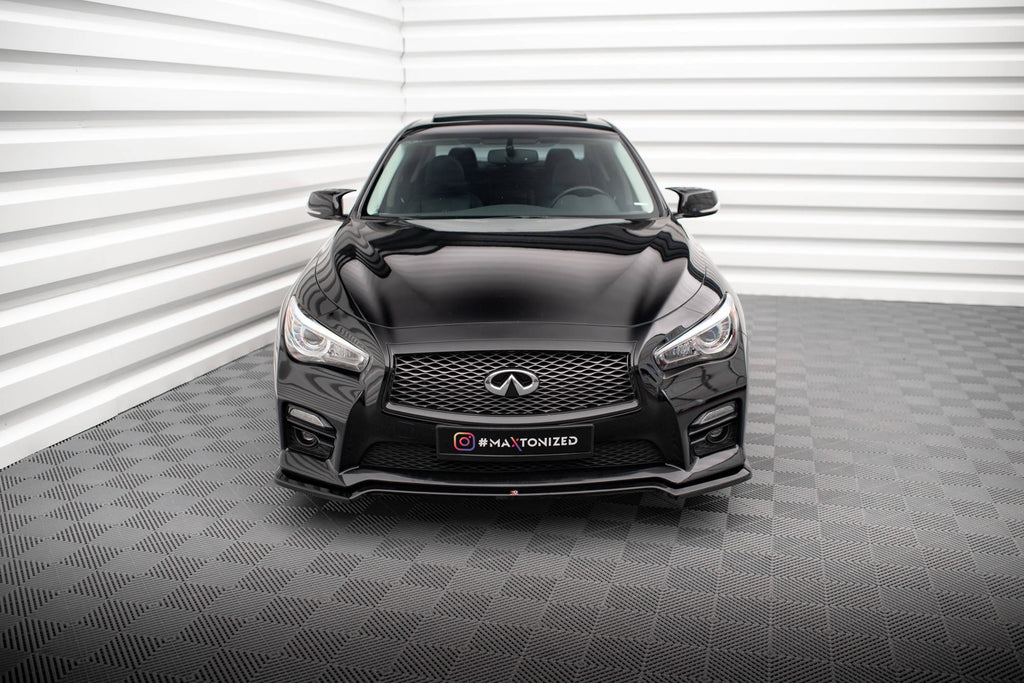 Maxton Design Street+ Spoilerlippe Front Ansatz V.1 passend für Infiniti Q50 S Mk1 schwarz Hochglanz