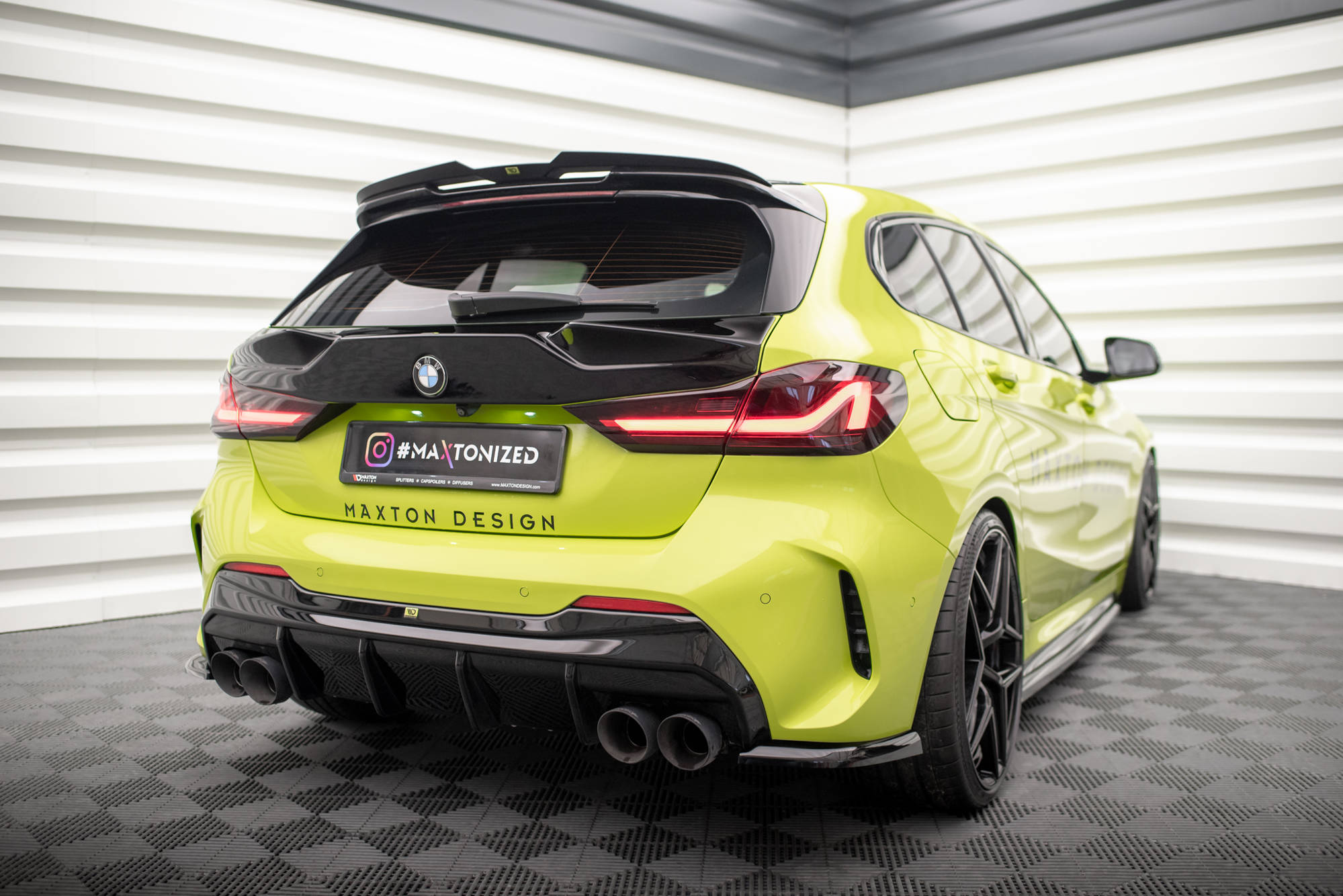 Maxton Design Heckscheiben Spoiler passend für BMW 1er M-Paket / M135i / 128ti F40 schwarz Hochglanz