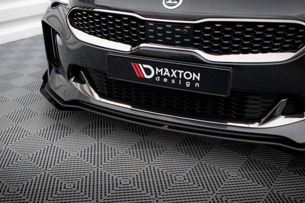 Maxton Design Street Pro Street+ Spoilerlippe Front Ansatz + Flaps passend für Kia Stinger GT / GT-Line / Standard Mk1 schwarz Hochglanz