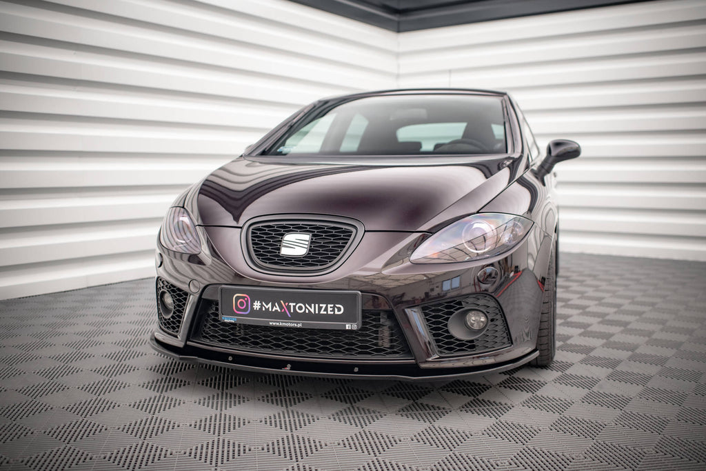 Maxton Design Street+ Spoilerlippe Front Ansatz passend für SEAT LEON MK2 CUPRA FR (vor Facelift) schwarz Hochglanz