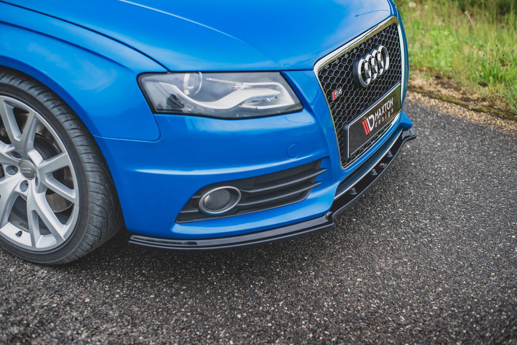 Maxton Design Street+ Spoilerlippe Front Ansatz V.1 passend für Audi S4 / A4 S-Line B8 schwarz Hochglanz