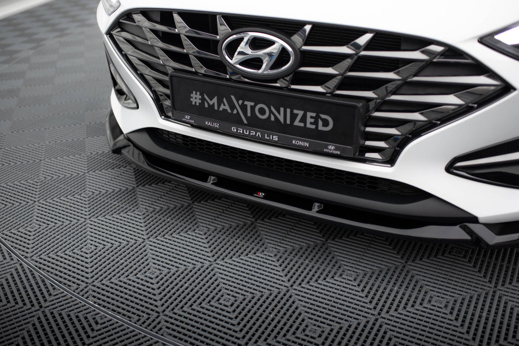 Maxton Design Street+ Spoilerlippe Front Ansatz V.2 passend für Hyundai I30 Mk3 Facelift schwarz Hochglanz