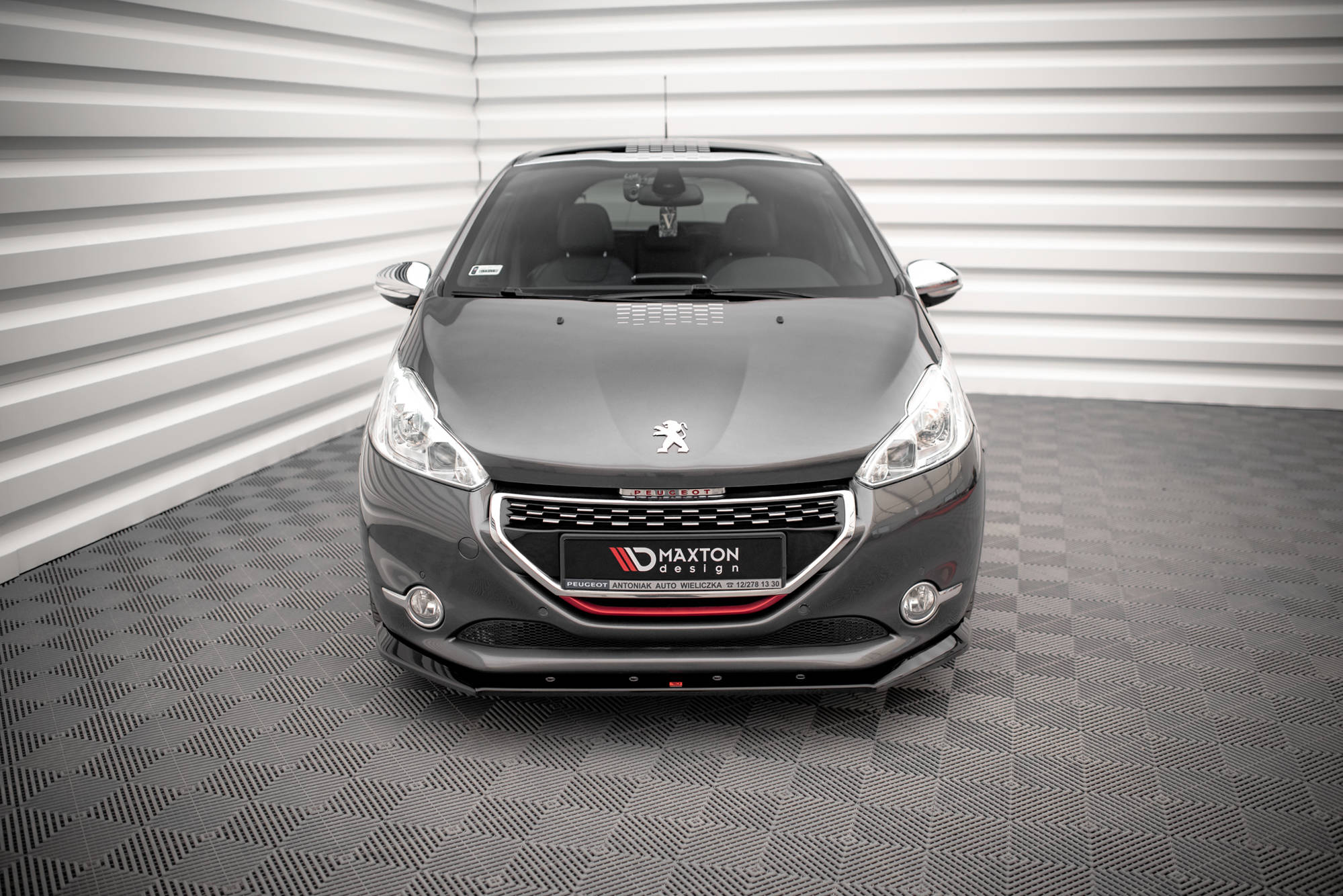 Maxton Design Street+ Spoilerlippe Front Ansatz V.1 passend für Peugeot 208 GTi Mk1 schwarz Hochglanz