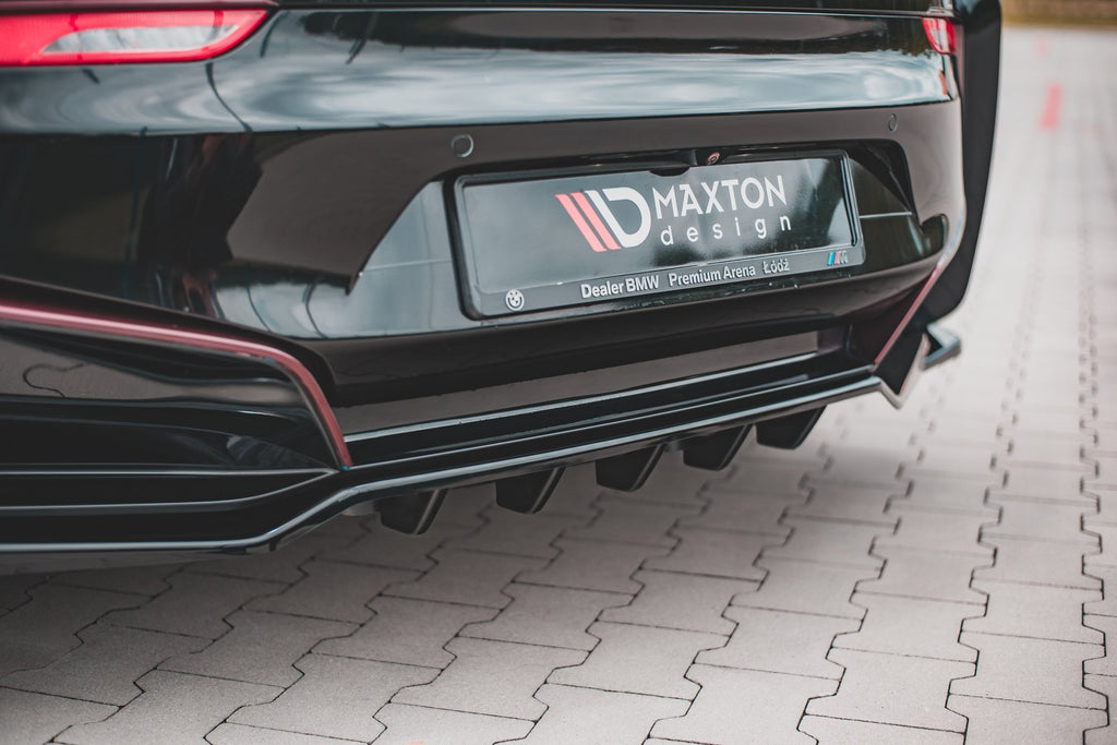 Maxton Design Mittlerer Diffusor Heck Ansatz DTM Look für BMW i8 Carbon Look