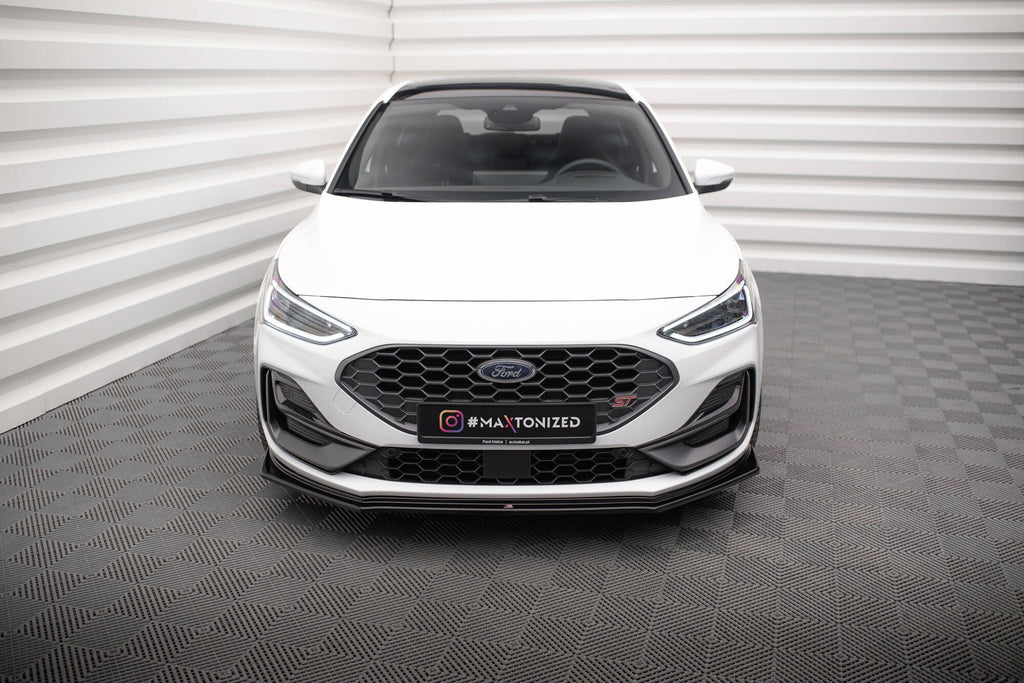 Maxton Design Street+ Spoilerlippe Front Ansatz V.5 passend für Ford Focus ST / ST-Line Mk4 Facelift schwarz Hochglanz