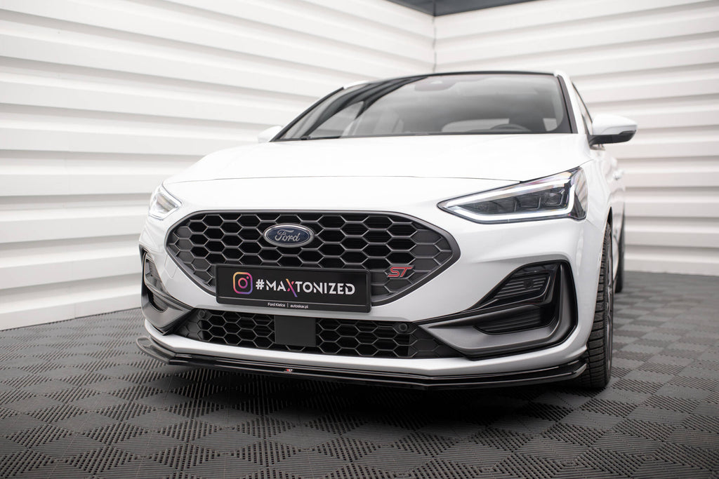 Maxton Design Street+ Spoilerlippe Front Ansatz V.4 passend für Ford Focus ST / ST-Line Mk4 Facelift schwarz Hochglanz