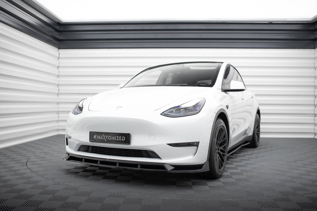 Maxton Design Street+ Spoilerlippe Front Ansatz V.2 passend für Tesla Model Y schwarz Hochglanz