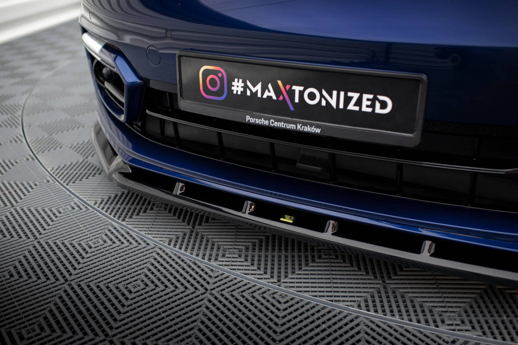Maxton Design Street+ Spoilerlippe Front Ansatz passend für Porsche Panamera GTS Sport Turismo 971 Facelift schwarz Hochglanz