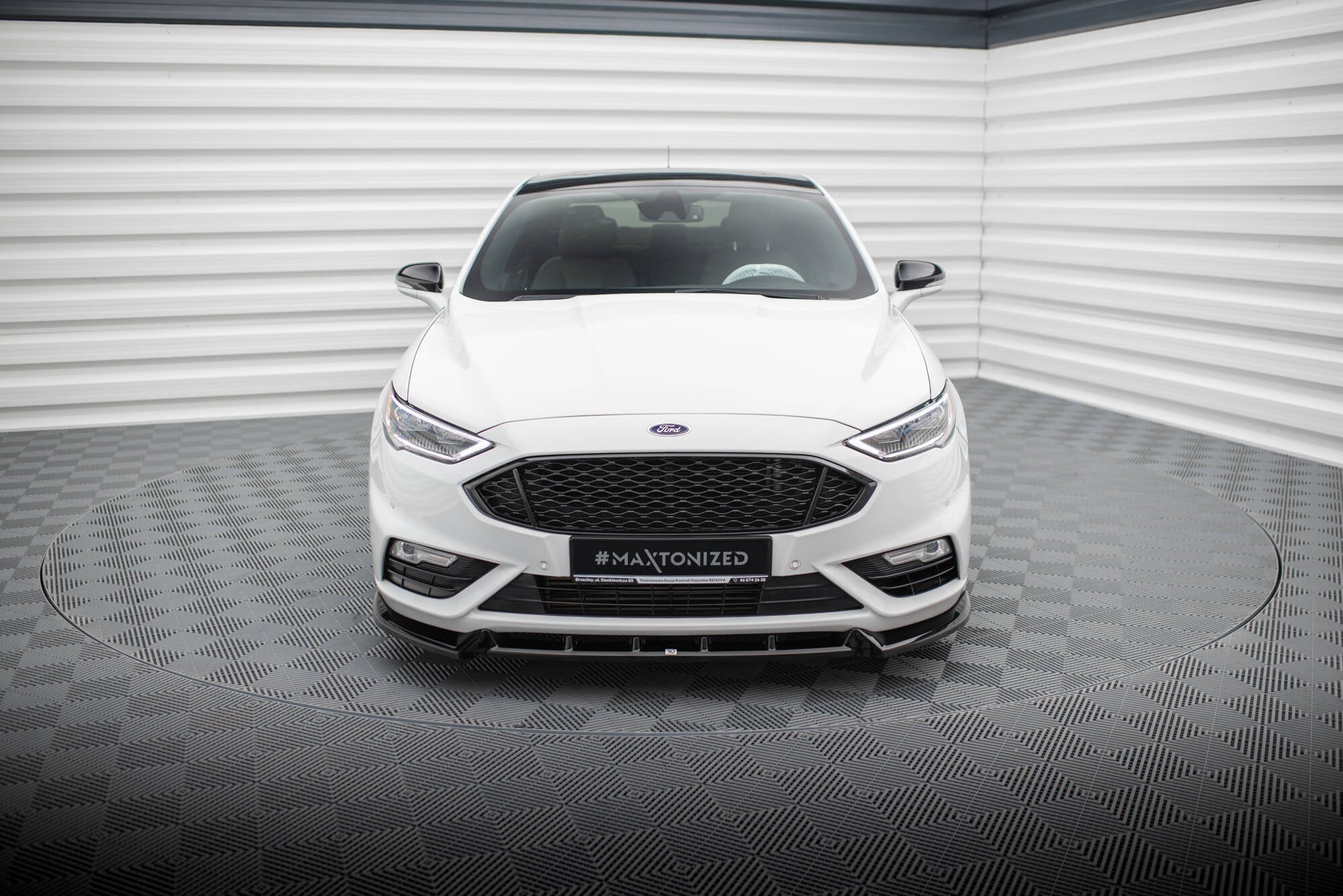 Maxton Design Street+ Spoilerlippe Front Ansatz passend für Ford Mondeo Sport Mk5 Facelift / Fusion Sport Mk2 Facelift schwarz Hochglanz