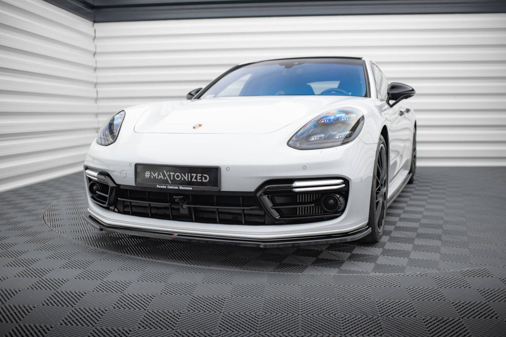 Maxton Design Street+ Spoilerlippe Front Ansatz passend für Porsche Panamera GTS 971 schwarz Hochglanz