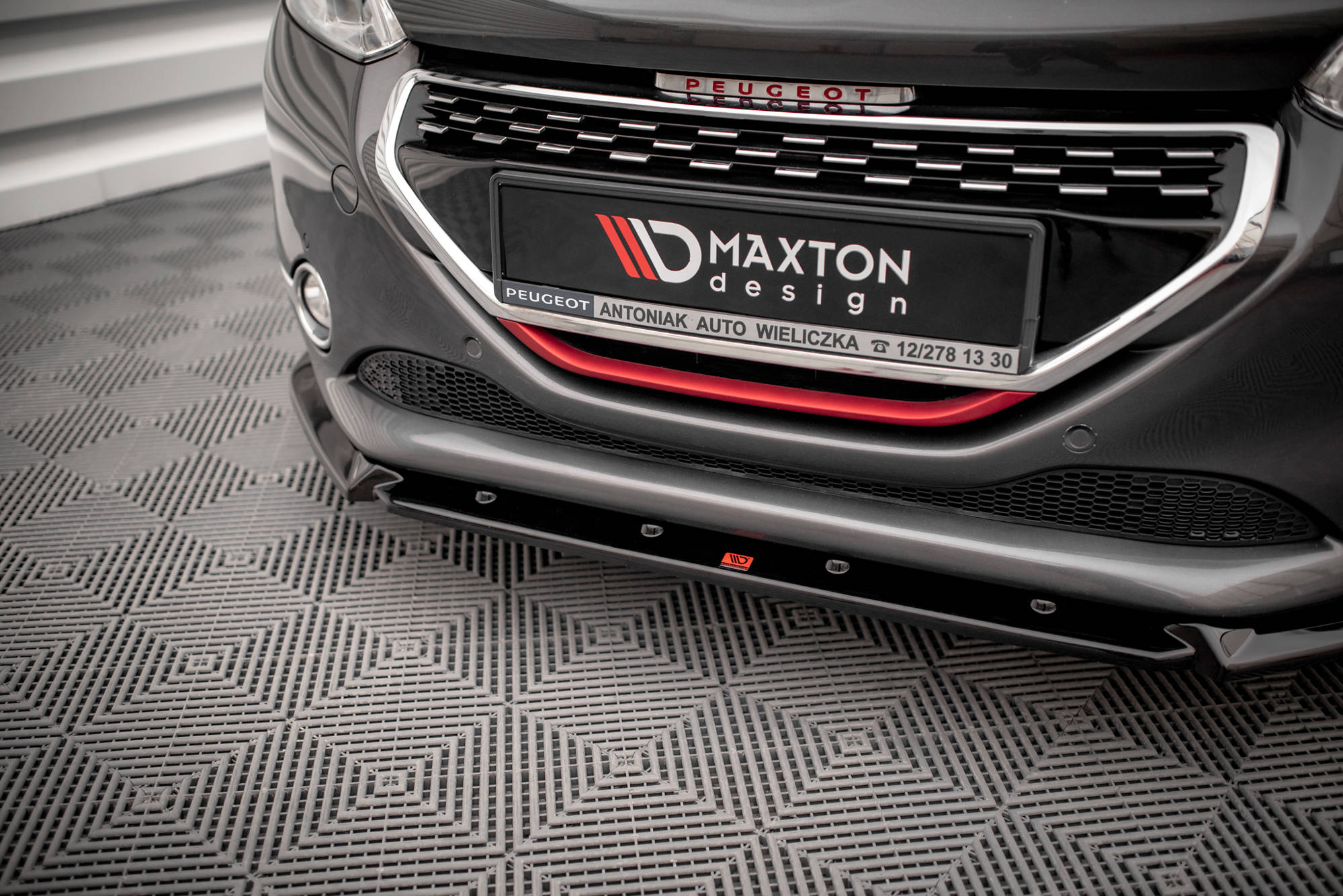 Maxton Design Street+ Spoilerlippe Front Ansatz V.2 passend für Peugeot 208 GTi Mk1 schwarz Hochglanz
