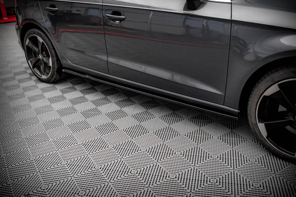 Maxton Design Street+ Seitenschweller Leisten passend für Audi A3 Sportback 8V schwarz Hochglanz