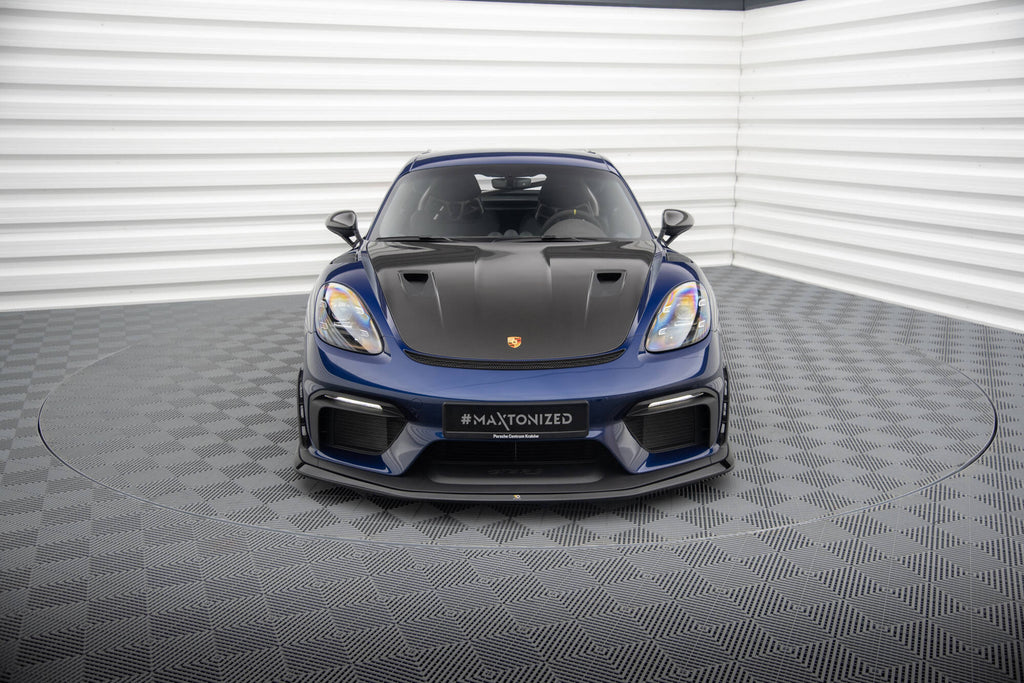 Maxton Design Street+ Spoilerlippe Front Ansatz passend für Porsche 718 Cayman GT4 RS 982c schwarz Hochglanz