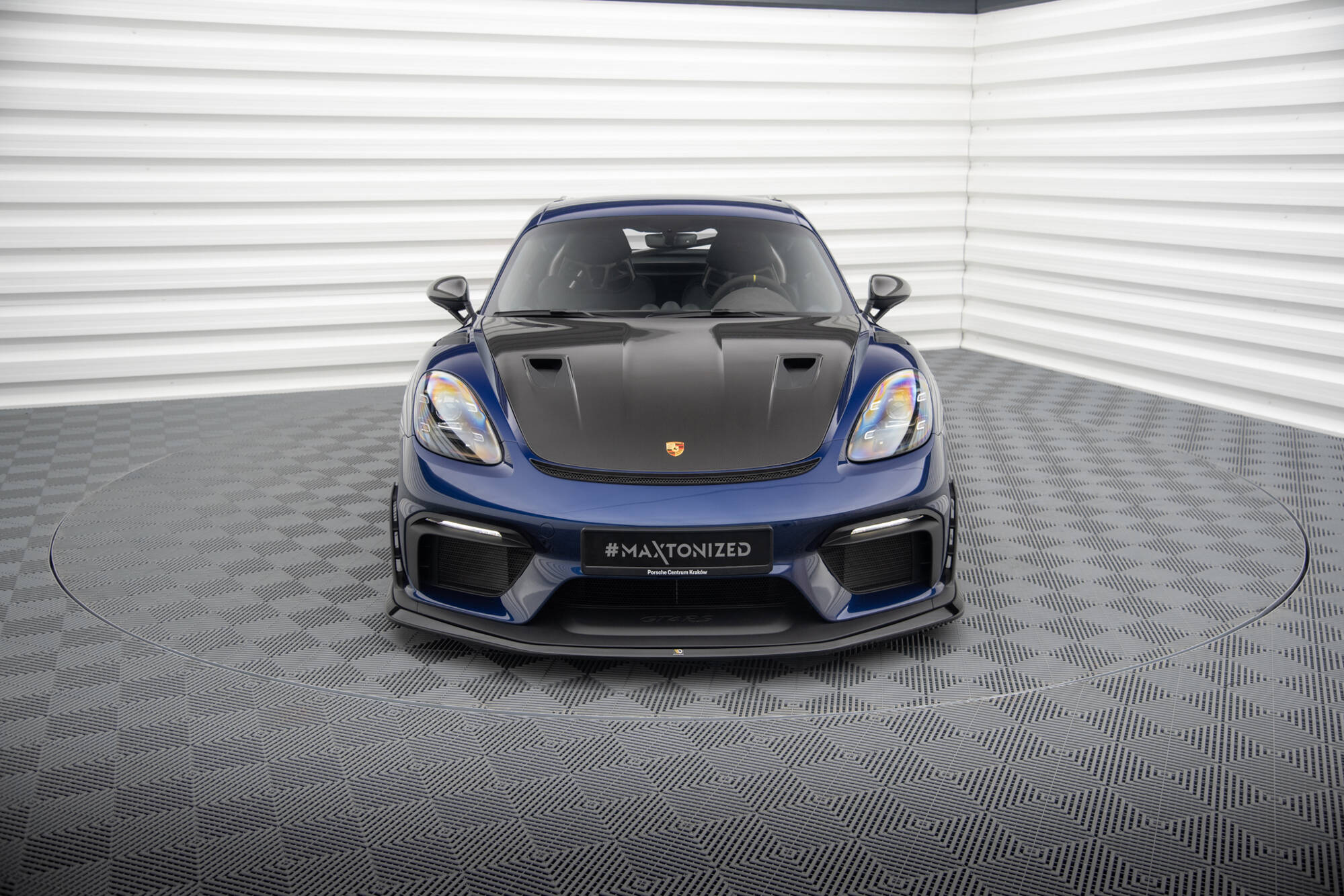 Maxton Design Street+ Spoilerlippe Front Ansatz passend für Porsche 718 Cayman GT4 RS 982c schwarz Hochglanz