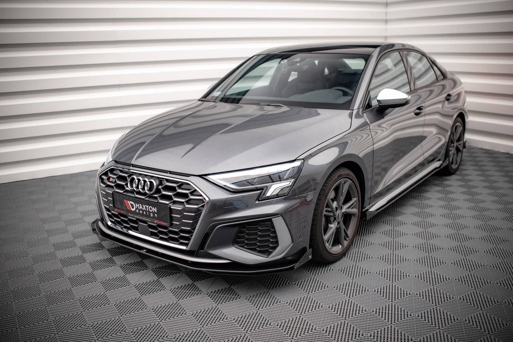 Maxton Design Street Pro Street+ Spoilerlippe Front Ansatz passend für + Flaps passend für + Flaps Audi S3 / A3 S-Line 8Y schwarz Hochglanz