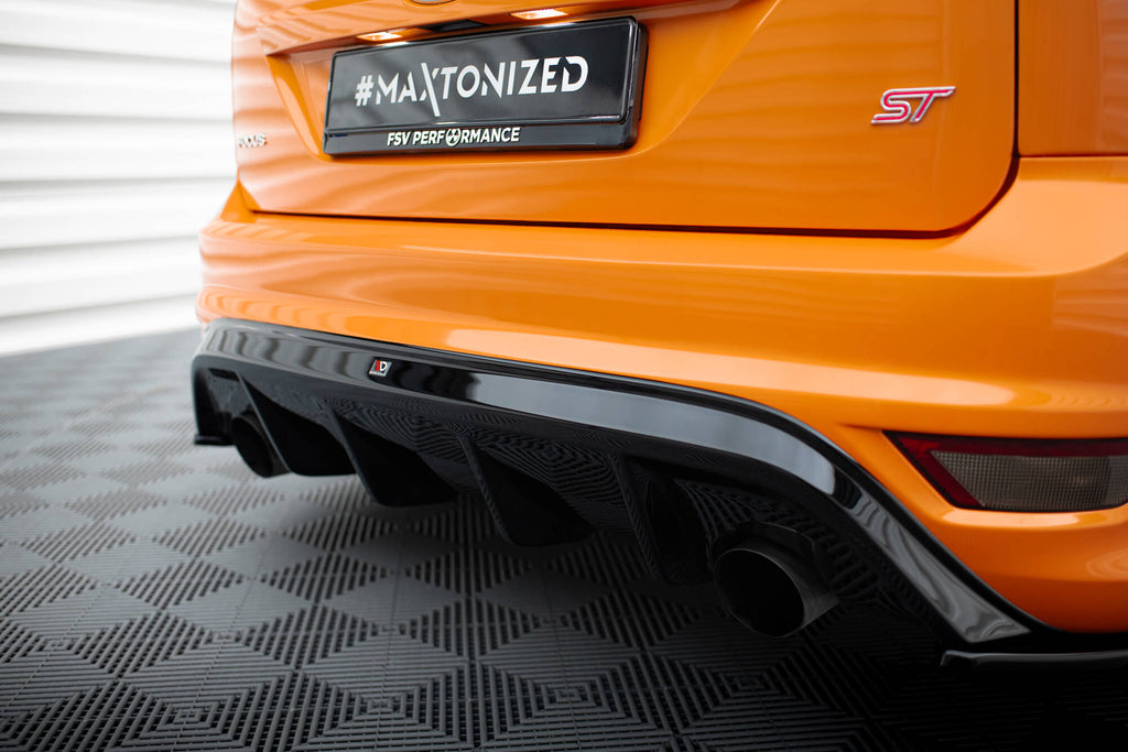 Maxton Design Diffusor Heck Ansatz passend für Ford Focus ST Mk2 FL schwarz Hochglanz