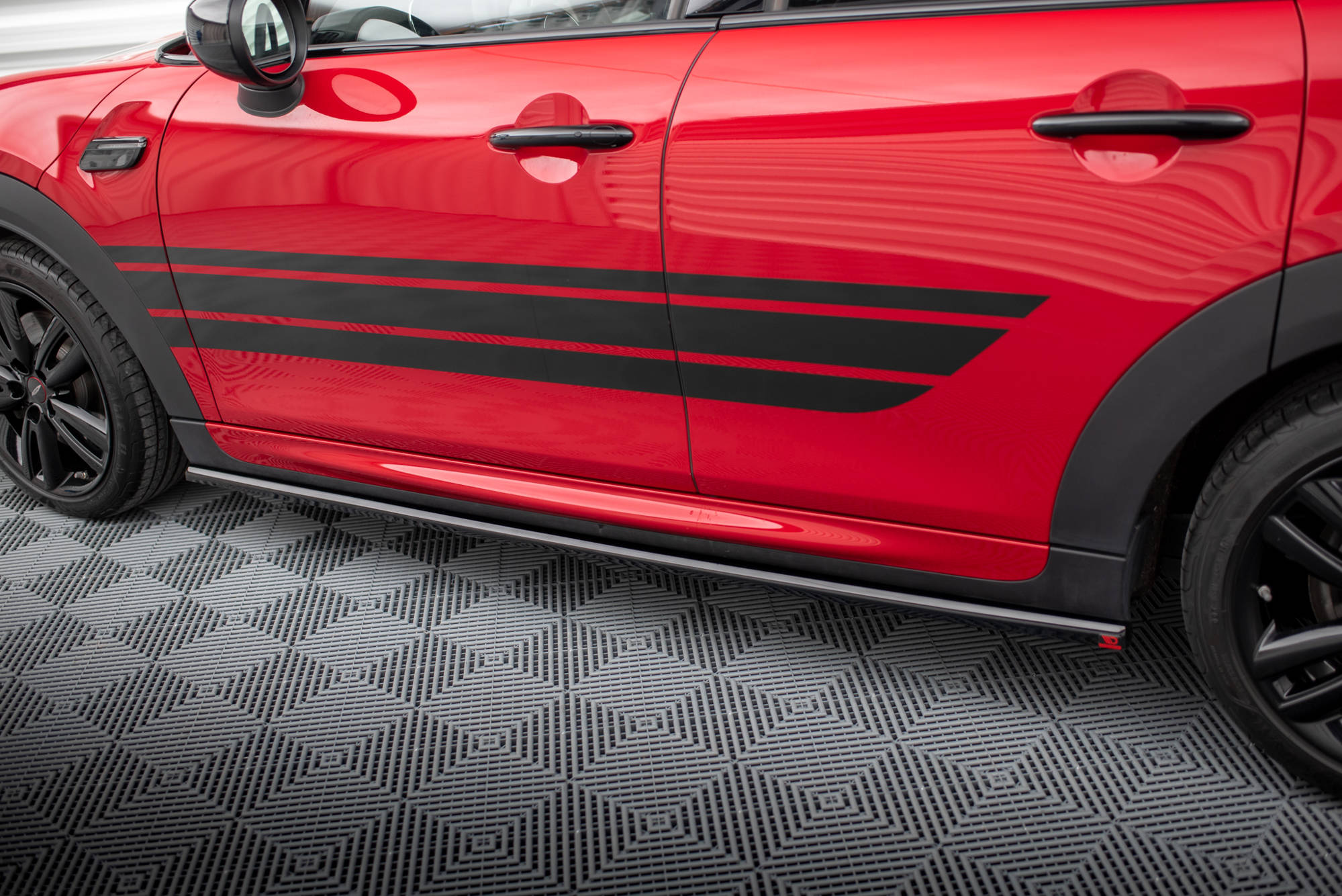Maxton Design Street+ Seitenschweller Leisten passend für Mini Cooper S John Cooper Works F55 Facelift schwarz Hochglanz
