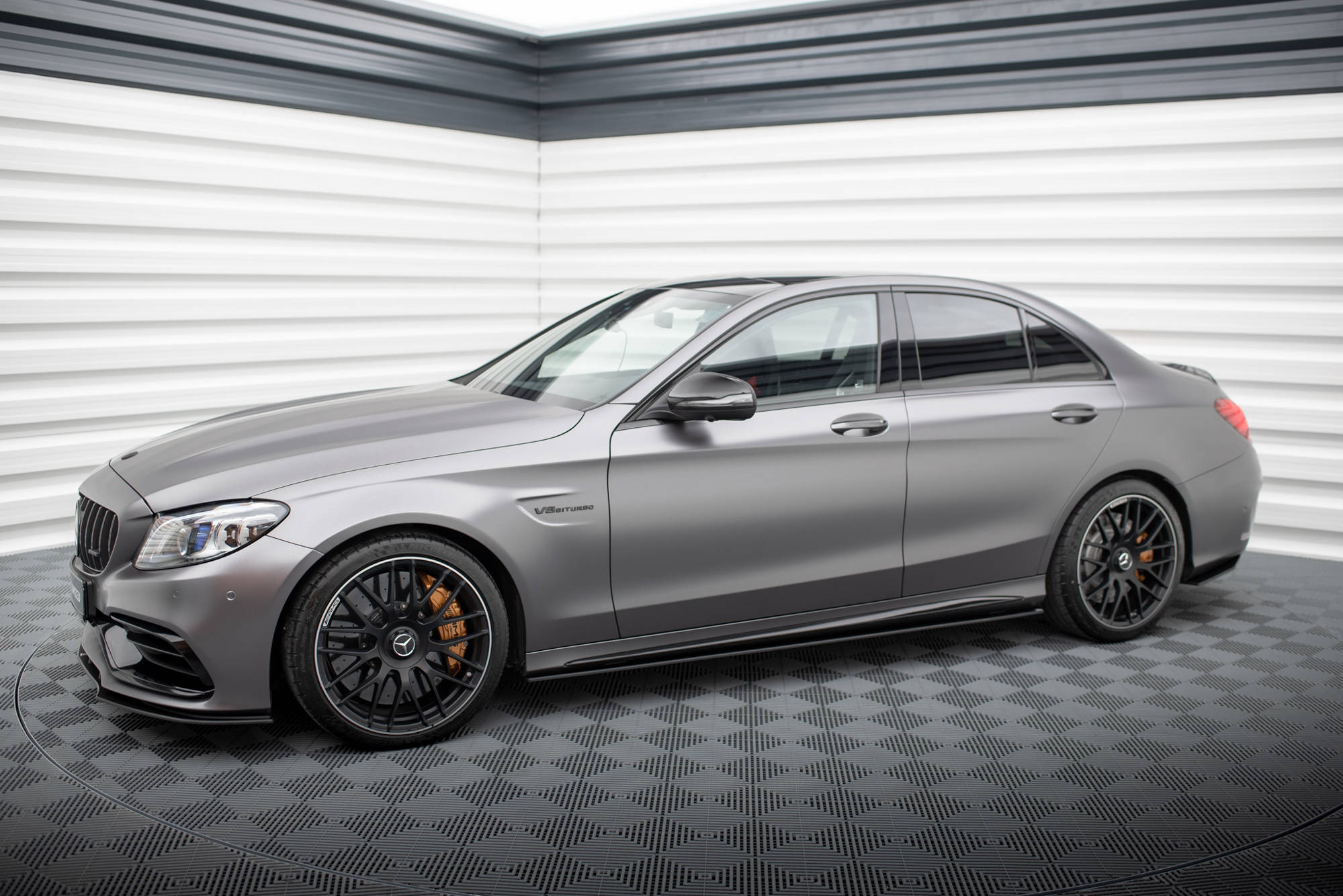 Maxton Design Street Pro Street+ Seitenschweller Leisten passend für Mercedes-AMG C63 Limousine / Kombi W205 Facelift