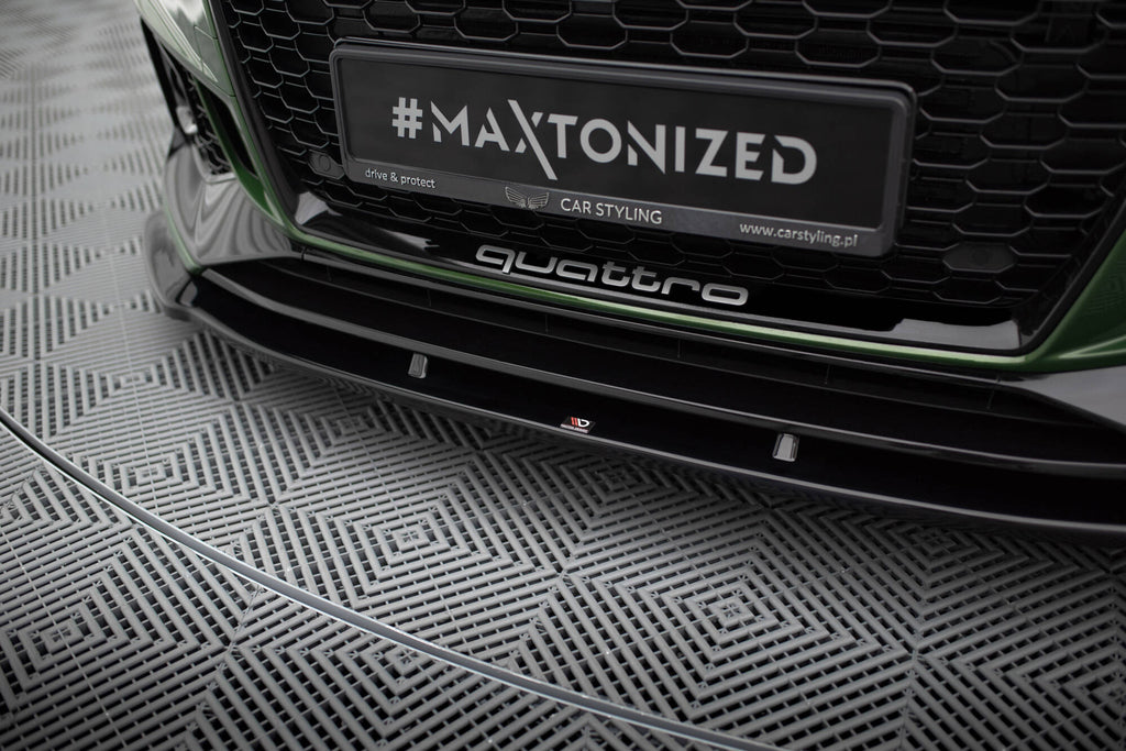 Maxton Design Street+ Spoilerlippe Front Ansatz V.1 passend für Audi RS4 B9 schwarz Hochglanz