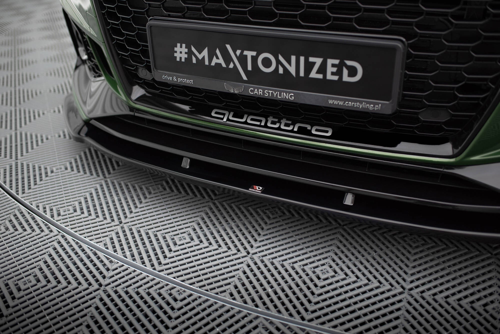 Maxton Design Street+ Spoilerlippe Front Ansatz V.1 passend für Audi RS4 B9 schwarz Hochglanz