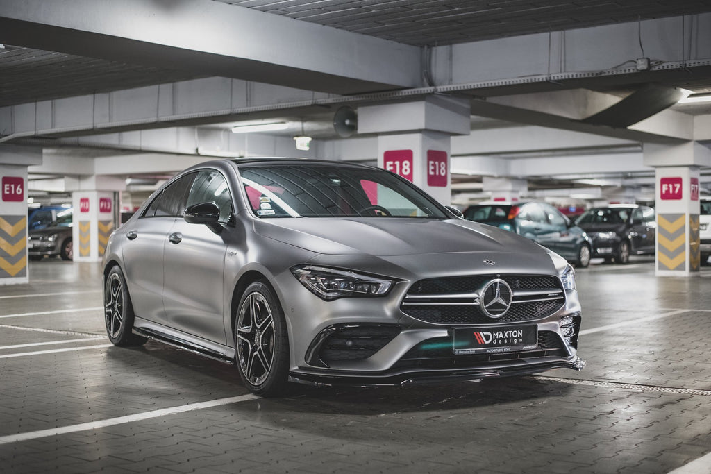 Maxton Design Street+ Spoilerlippe Front Ansatz V.1 passend für Mercedes-AMG CLA 35 Aero C118 schwarz Hochglanz