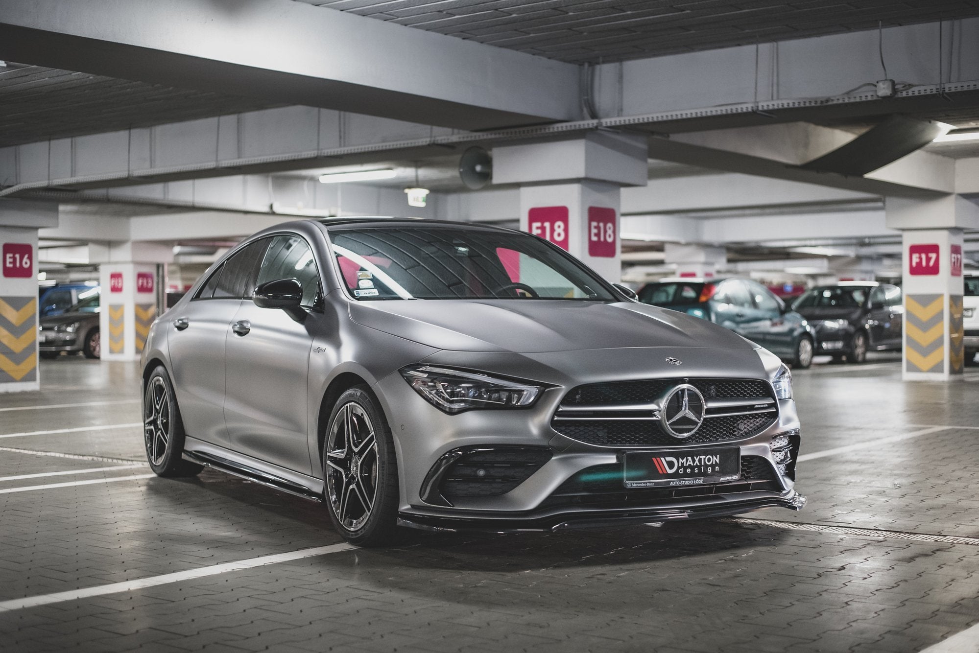 Maxton Design Street+ Spoilerlippe Front Ansatz V.1 passend für Mercedes-AMG CLA 35 Aero C118 schwarz Hochglanz