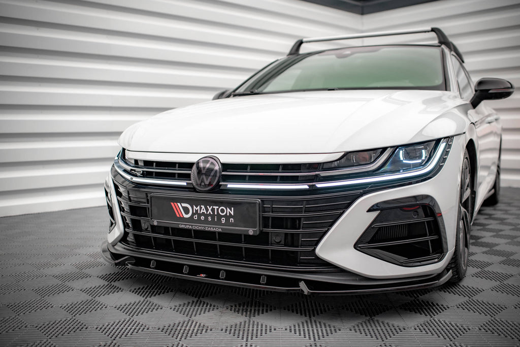 Maxton Design Street+ Spoilerlippe Front Ansatz V.2 passend für VW Arteon R Limousine / Shooting Brake Mk1 Facelift schwarz Hochglanz