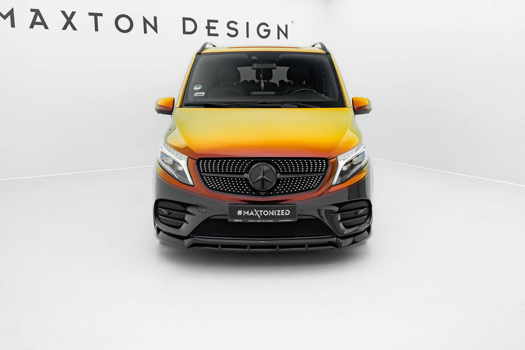 Maxton Design Street+ Spoilerlippe Front Ansatz V.6 passend für Mercedes-Benz V-Klasse AMG-Line W447 Facelift schwarz Hochglanz