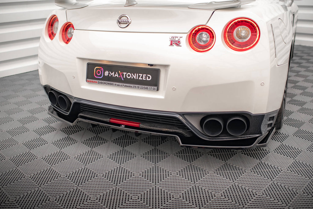 Maxton Design Street+ Mittlerer Diffusor RACE passend für Nissan GTR R35 Facelift schwarz Hochglanz
