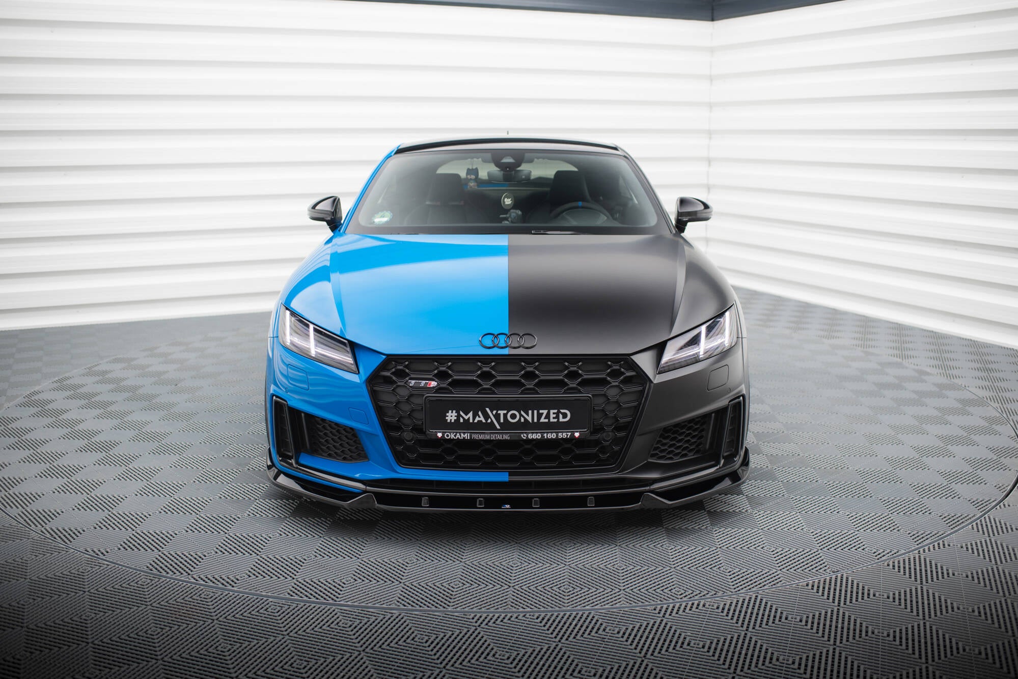 Maxton Design Street+ Spoilerlippe Front Ansatz V.1 passend für Audi TT S / TT S-Line 8S Facelift schwarz Hochglanz