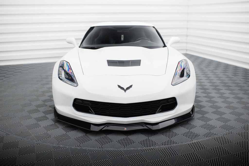 Maxton Design Street+ Spoilerlippe Front Ansatz V.2 passend für Chevrolet Corvette Stingray / Z06 C7 schwarz Hochglanz