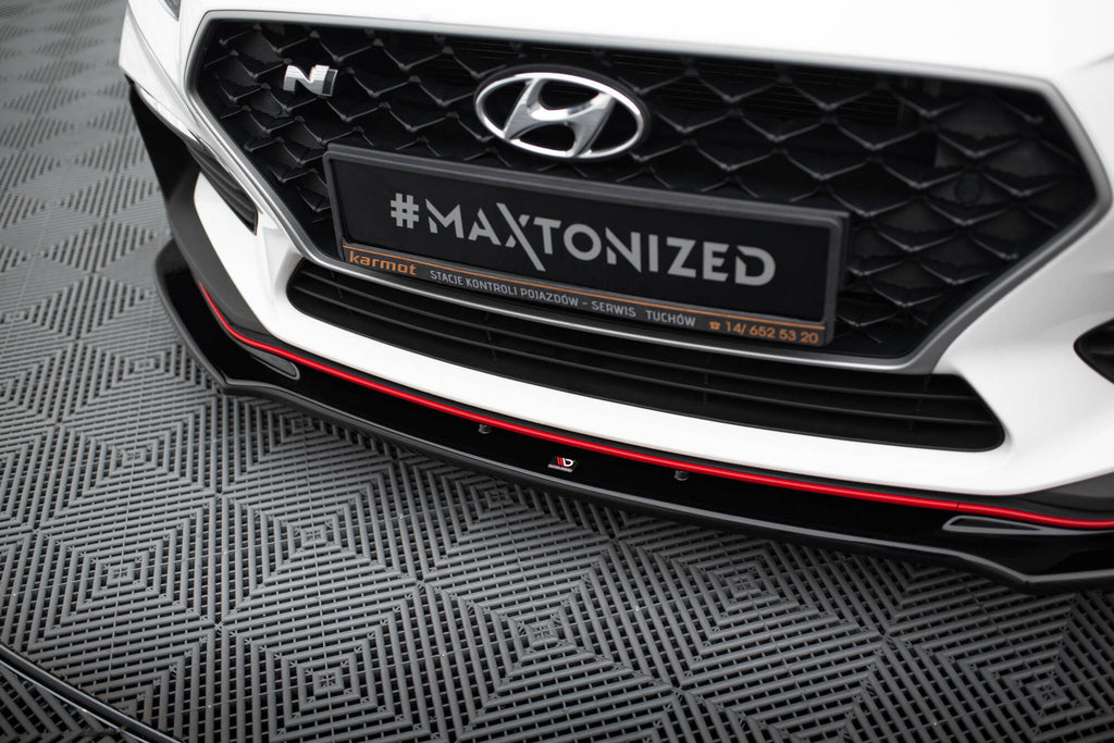 Maxton Design Street+ Spoilerlippe Front Ansatz V.3 passend für Hyundai I30 N Mk3 Hatchback/ Fastback schwarz Hochglanz