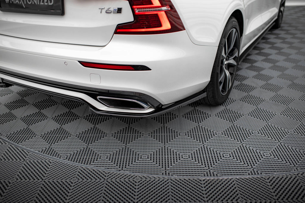 Maxton Design Heck Ansatz Flaps Diffusor passend für Volvo S60/V60 R-Design Mk3 schwarz Hochglanz