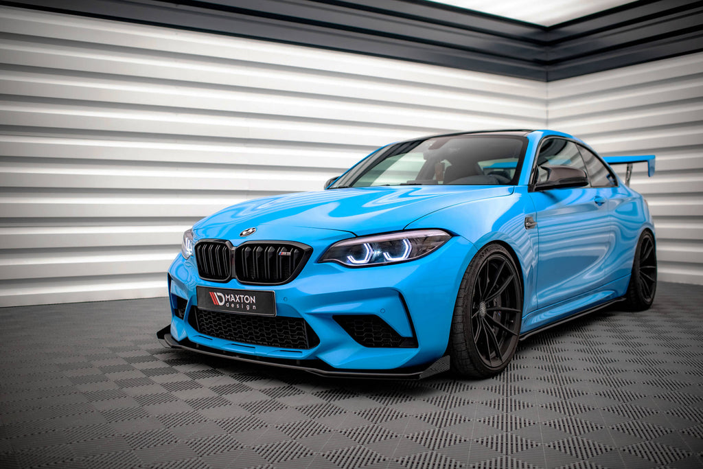 Maxton Design Front Stoßstange Flaps passend für BMW M2 Competition F87 schwarz Hochglanz
