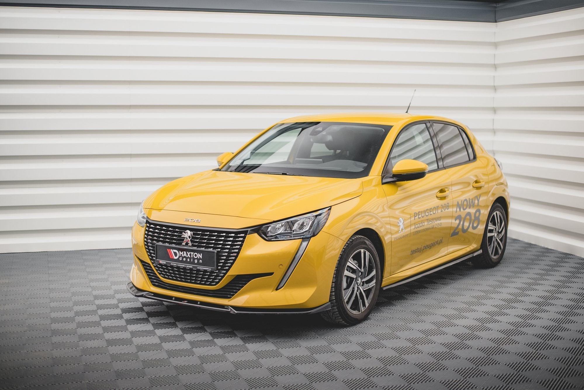 Maxton Design Street+ Spoilerlippe Front Ansatz V.2 passend für Peugeot 208 Mk2 schwarz Hochglanz