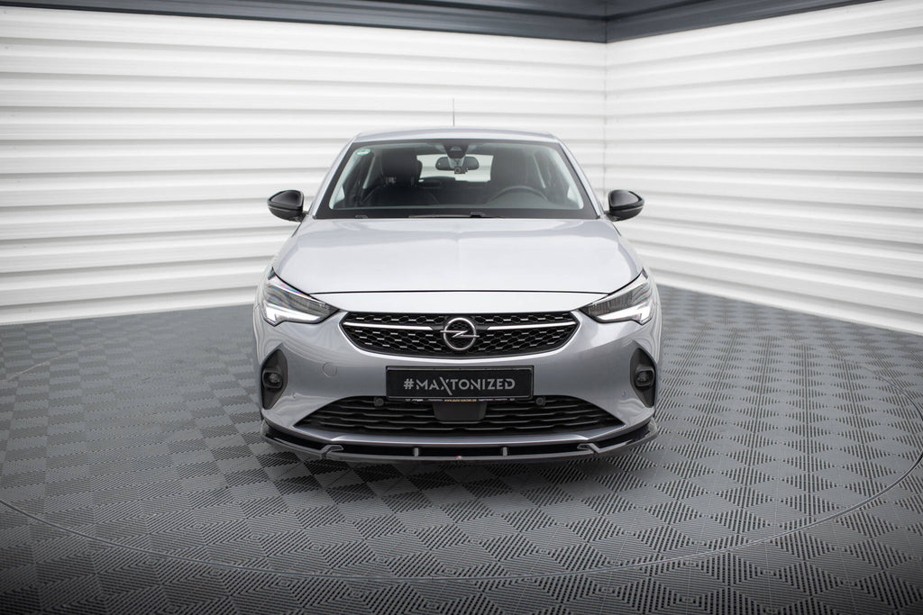 Maxton Design Street+ Spoilerlippe Front Ansatz V.1 passend für Opel Corsa F ( Mk6) schwarz Hochglanz