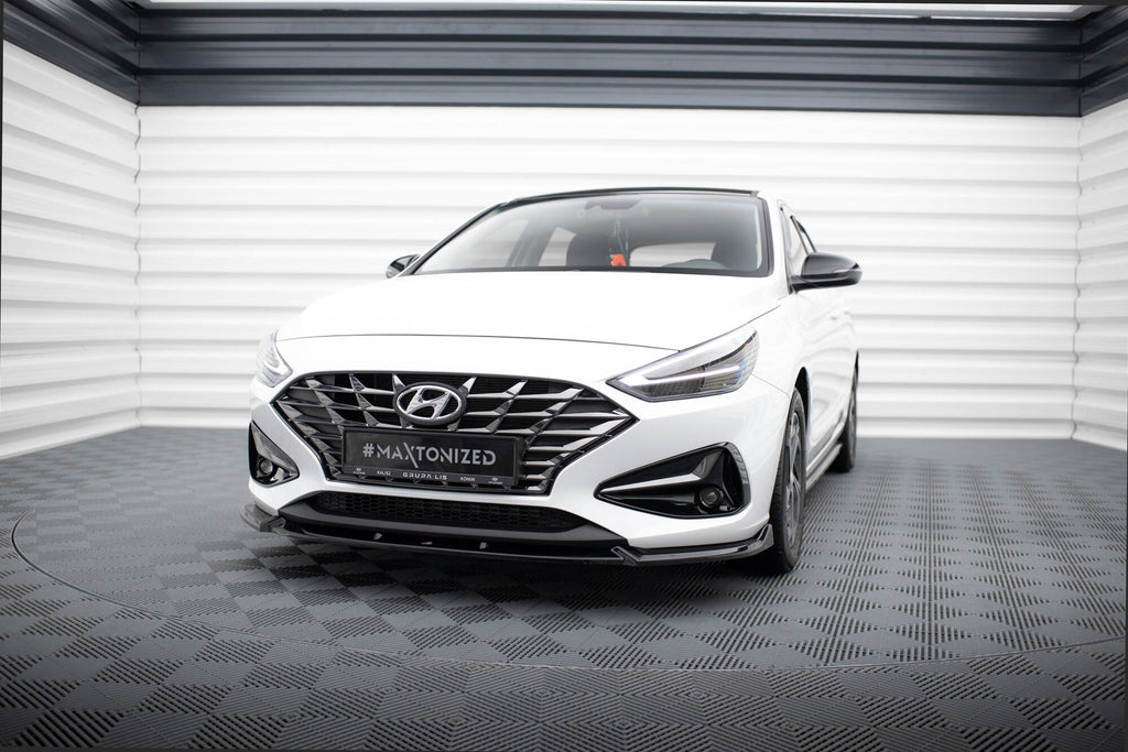 Maxton Design Street+ Spoilerlippe Front Ansatz V.2 passend für Hyundai I30 Mk3 Facelift schwarz Hochglanz