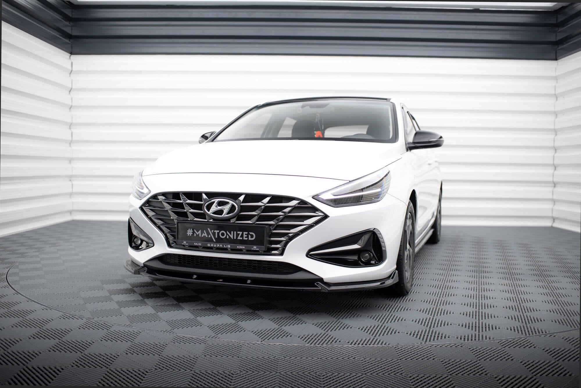 Maxton Design Street+ Spoilerlippe Front Ansatz V.2 passend für Hyundai I30 Mk3 Facelift schwarz Hochglanz