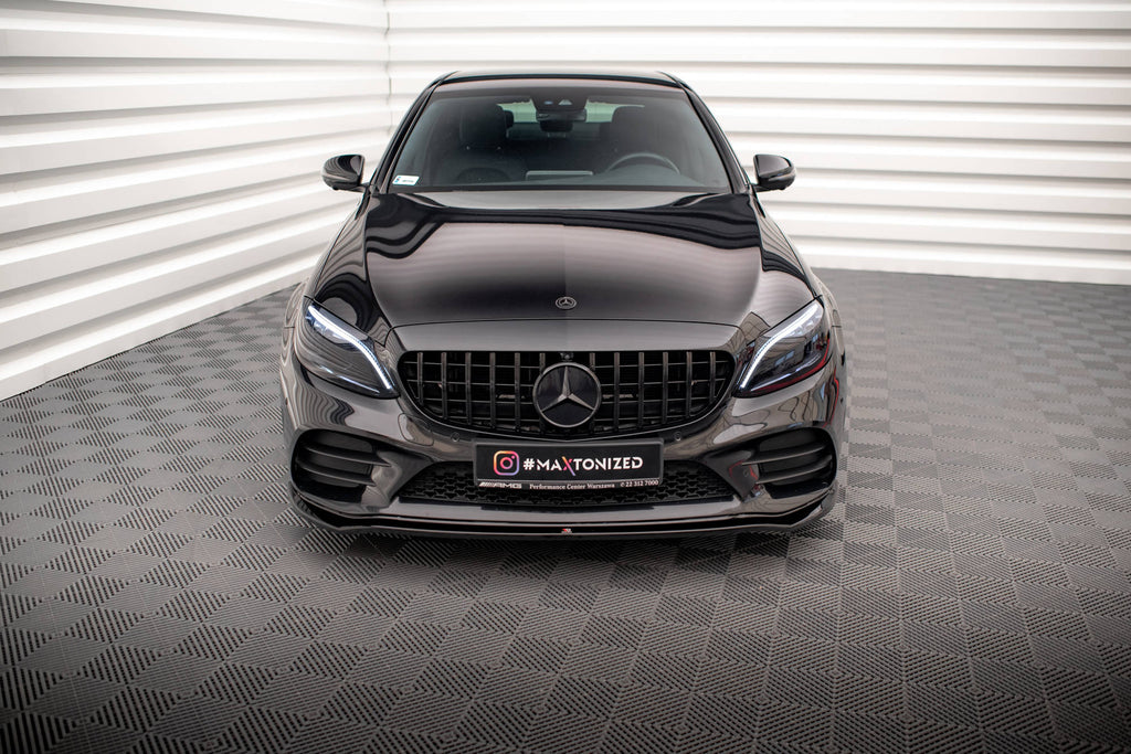 Maxton Design Street+ Spoilerlippe Front Ansatz V.1 passend für Mercedes-Benz C AMG Line Limousine / Coupe / Kombi W205 / C205 / S205 Facelift schwarz Hochglanz