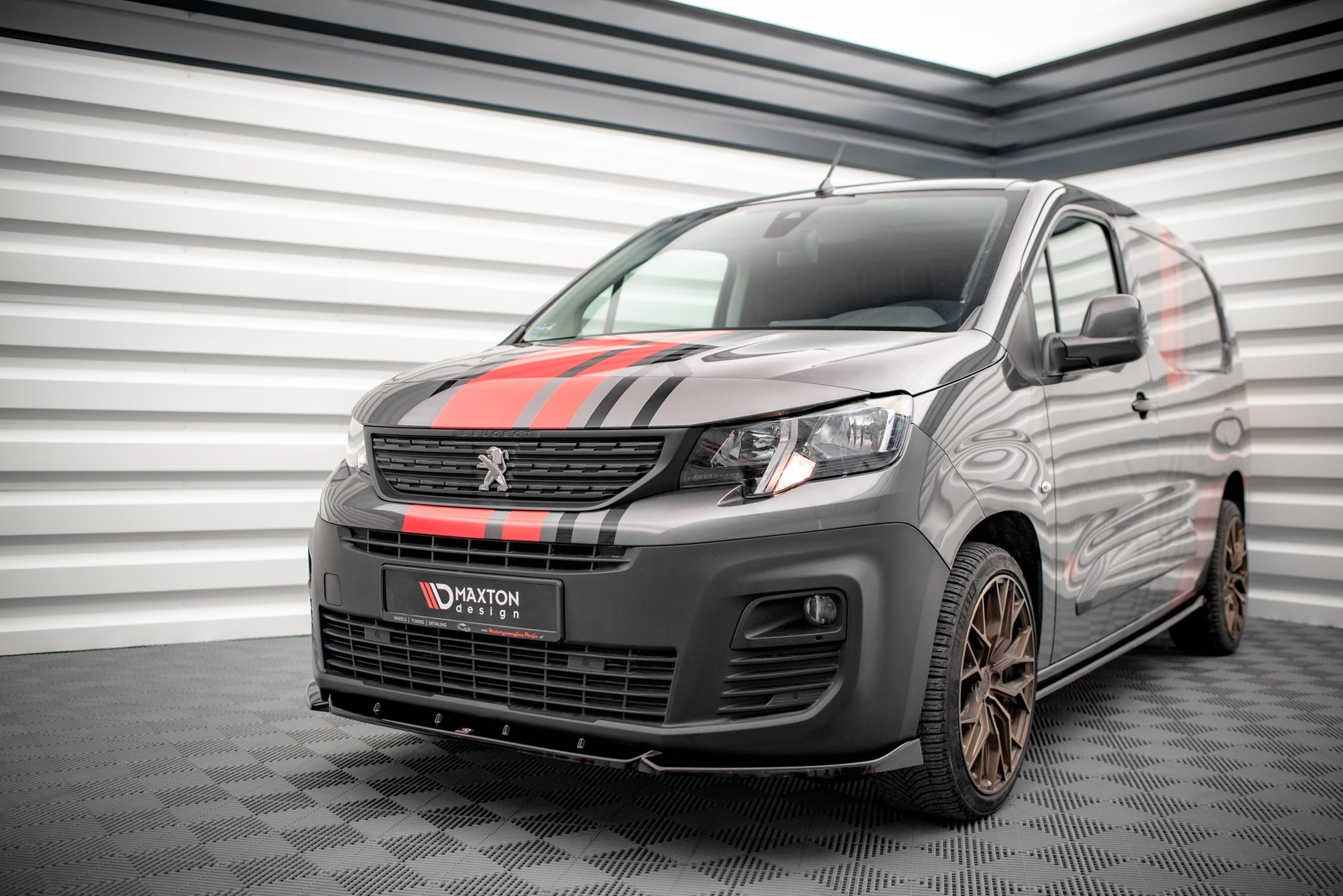 Maxton Design Street+ Spoilerlippe Front Ansatz passend für Peugeot Partner Mk3 schwarz Hochglanz