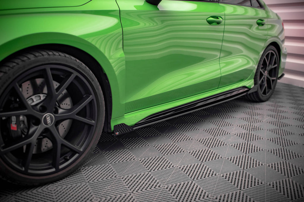 Maxton Design Seitenschweller Flaps passend für Audi RS3 Limousine 8Y schwarz Hochglanz