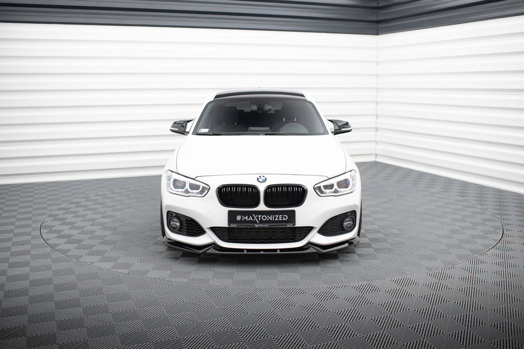 Maxton Design Street+ Spoilerlippe Front Ansatz V.5 passend für BMW 1er M-Paket / M140i F20 Facelift schwarz Hochglanz