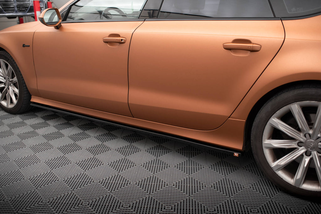 Maxton Design Street+ Seitenschweller Leisten passend für V.3 passend für Audi A7 S-Line / S7 C7 schwarz Hochglanz