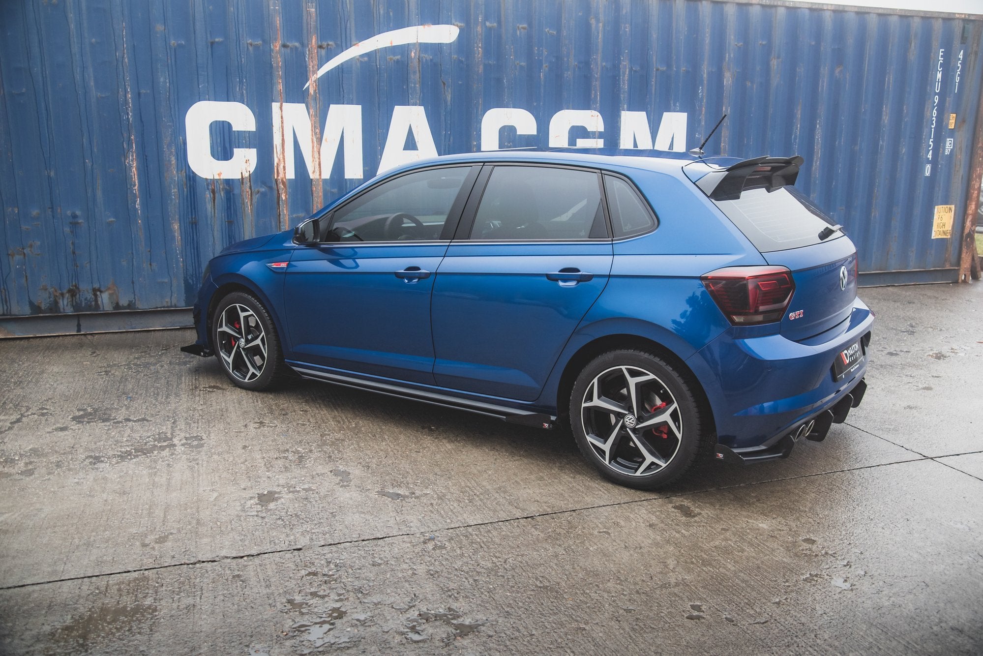 Maxton Design Street Pro Street+ Seitenschweller Leisten + Flaps passend für VW Polo GTI Mk6 schwarz Hochglanz