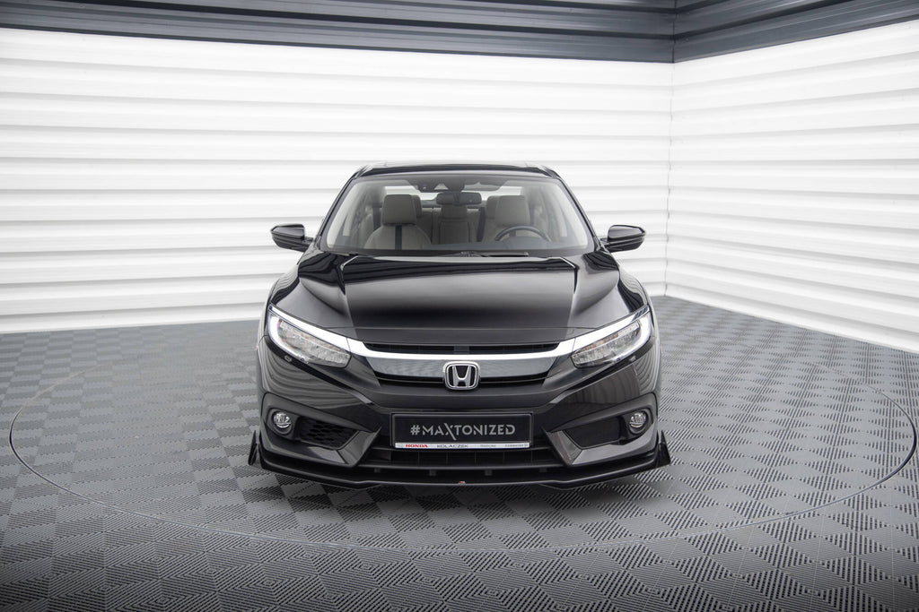 Maxton Design Front Stoßstange Flaps passend für Honda Civic Limousine Mk10 schwarz Hochglanz
