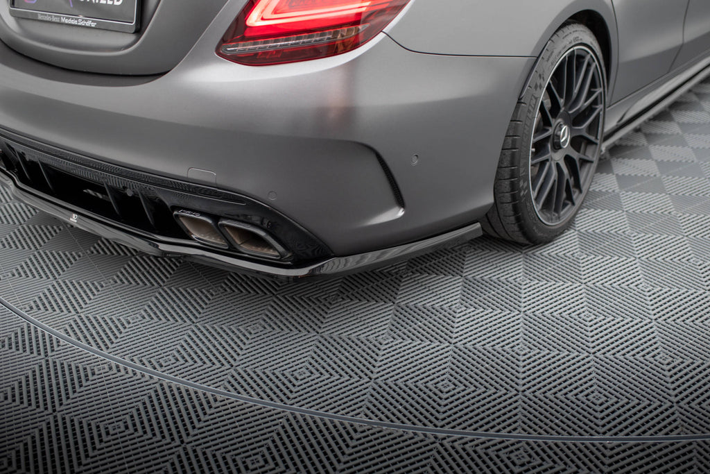 Maxton Design Street+ Mittlerer Diffusor RACE passend für Mercedes-AMG C63 Limousine / Kombi W205 Facelift schwarz Hochglanz